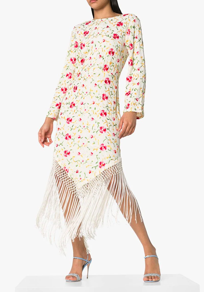 Claudia Fringe Hem Midi Dress from Rixo