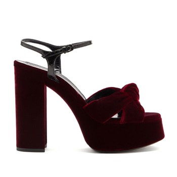 Bianca Knotted Velvet Platform Sandals from Saint Laurent