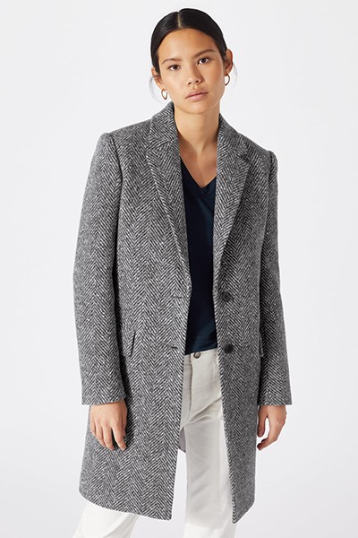 Single Breasted Herringbone City Coat from Jigsaw