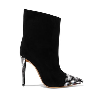 Christie Crystal-Embellished Suede Ankle Boots from Alexandre Vauthier