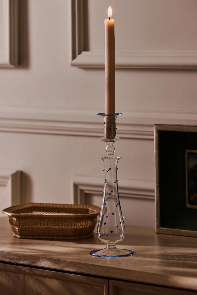 Dotty Glass Candle Holder Candlestick from Nina Campbell