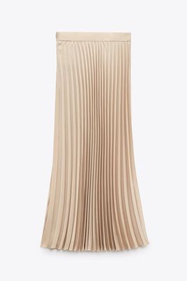 Pleated Satin Midi Skirt from Zara