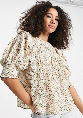 Ditsy Floral Embroidered Smock Top from Topshop