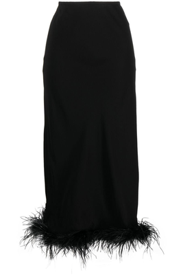 Feather-Trim Ankle-Length Skirt from Rixo