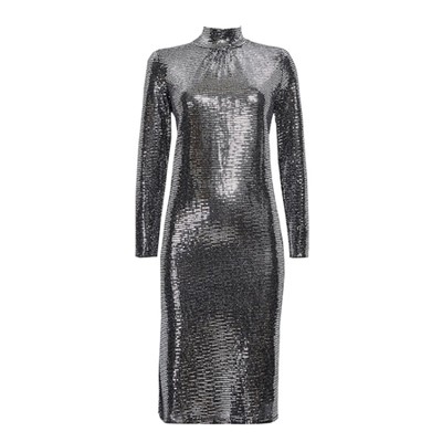 Silver High Neck Sequin Dress from Wallis