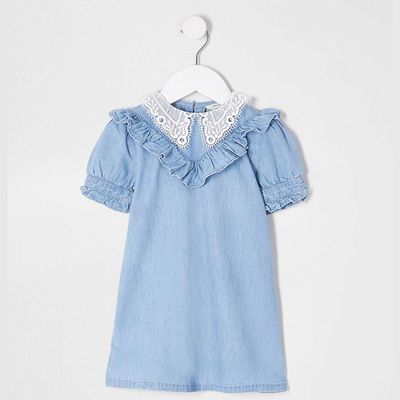 Denim Lace Collar Dress