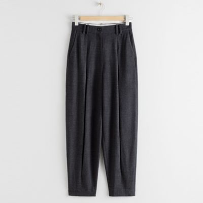 Wool Blend Box Pleated Trousers from & Other Stories