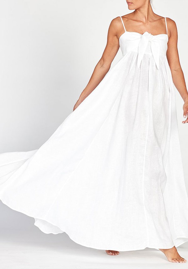 Acacia White Linen Maxi Sundress from Hesper Fox