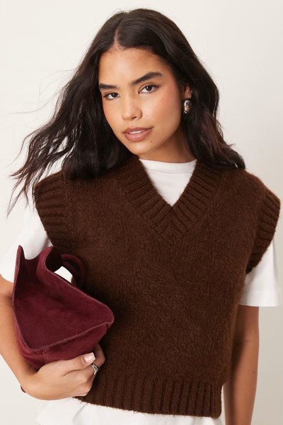 Knitted V Neck Vest from ASOS DESIGN