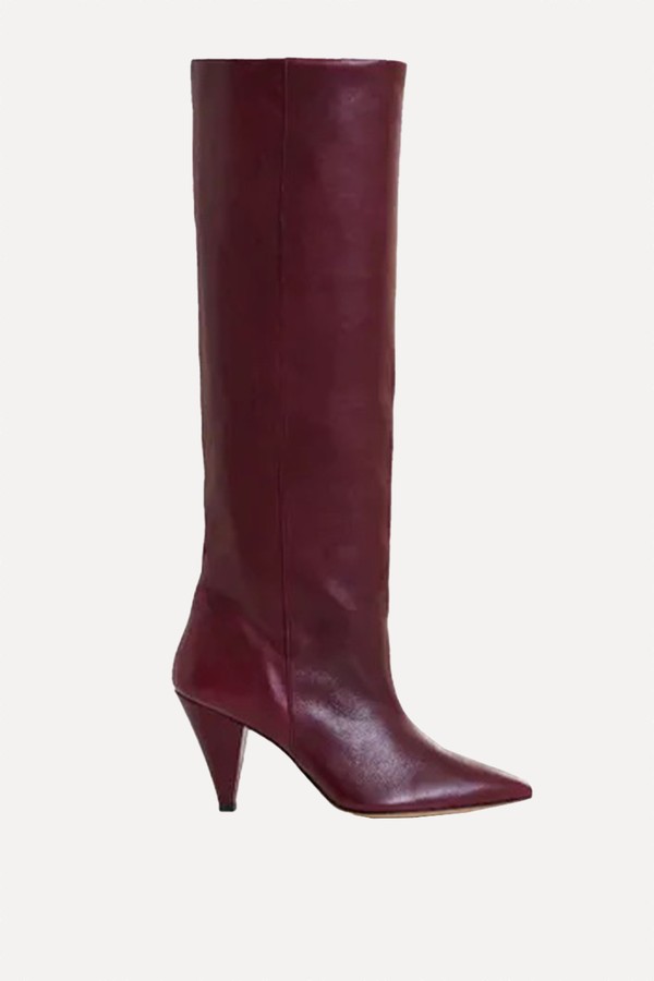 Leather Knee-High Cone Heel Boots from Essential Antwerp