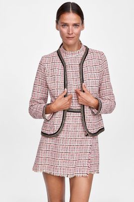 Tweed Blazer With Chain Trims from Zara