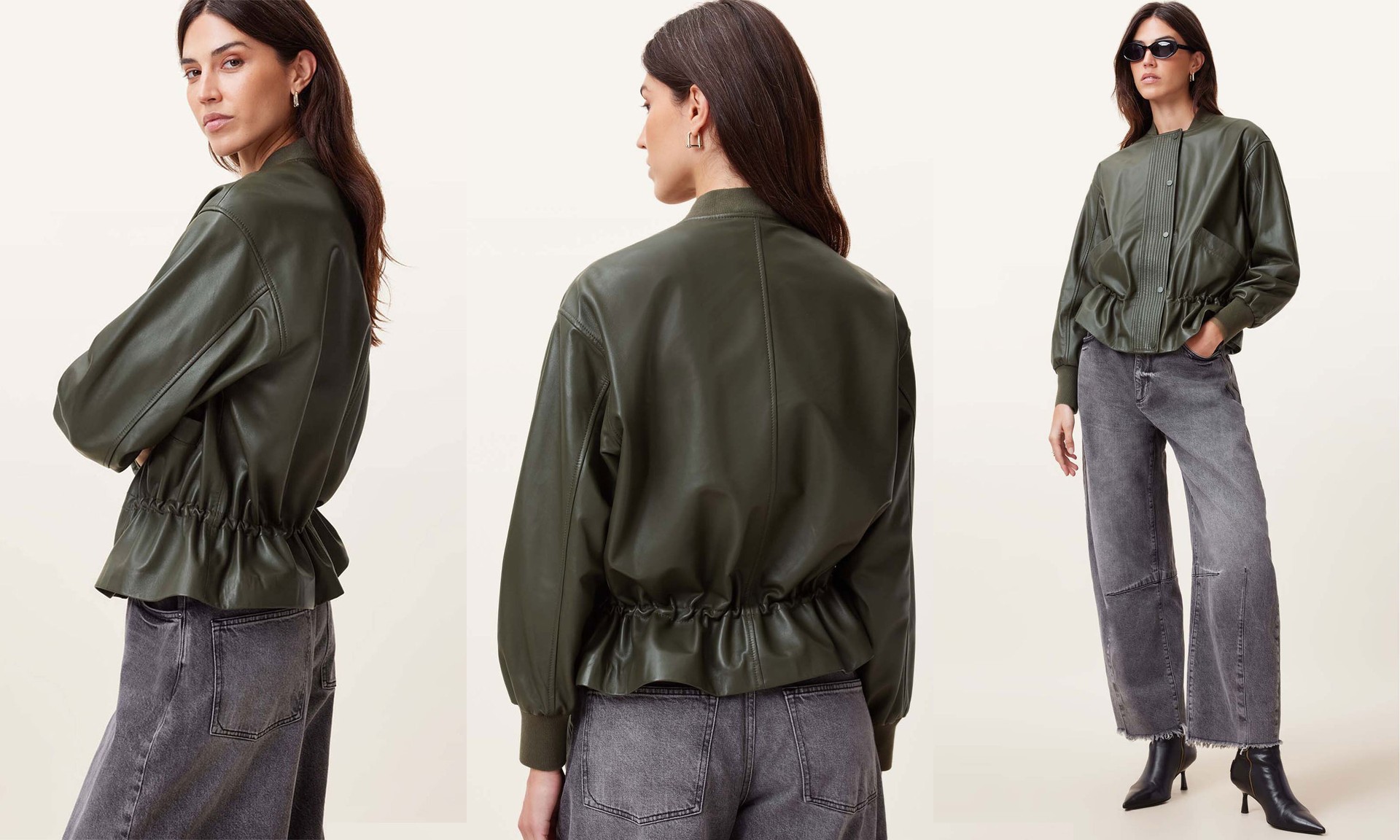 Sofi Drawstring Leather Bomber Jacket from All Saints