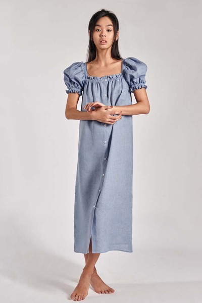 Sleeper Brigitte Blue Linen Maxi Dress from Sleeper The Label