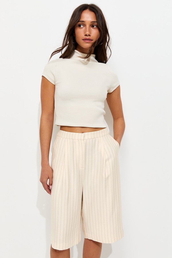 Pinstripe Tailored Jort Shorts 