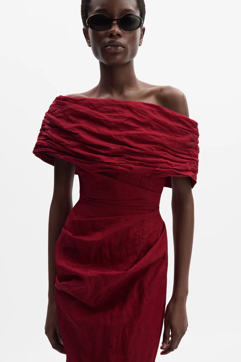 Off-Shoulder Draped Midi Dress from Magda Butrym