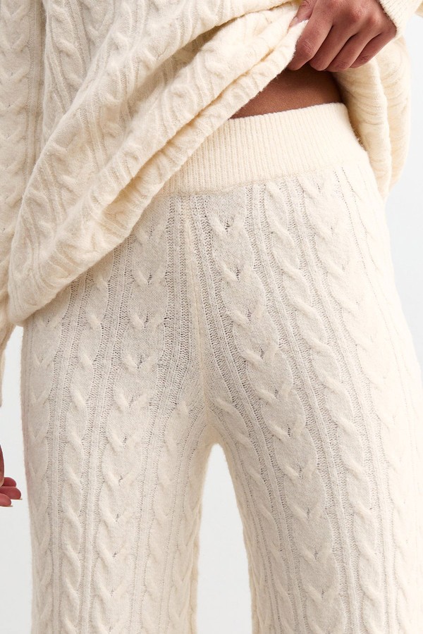 Cable Knit Wide Trousers from New Look