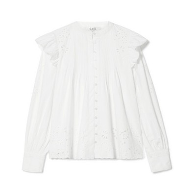 Butterfly Pleated Broderie Anglaise Cotton Blouse