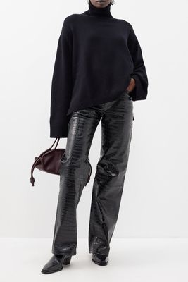 Bonnie Crocodile-Effect Faux-Leather Trousers from The Frankie Shop