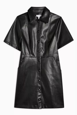 Faux Leather PU Shirt Dress from Topshop