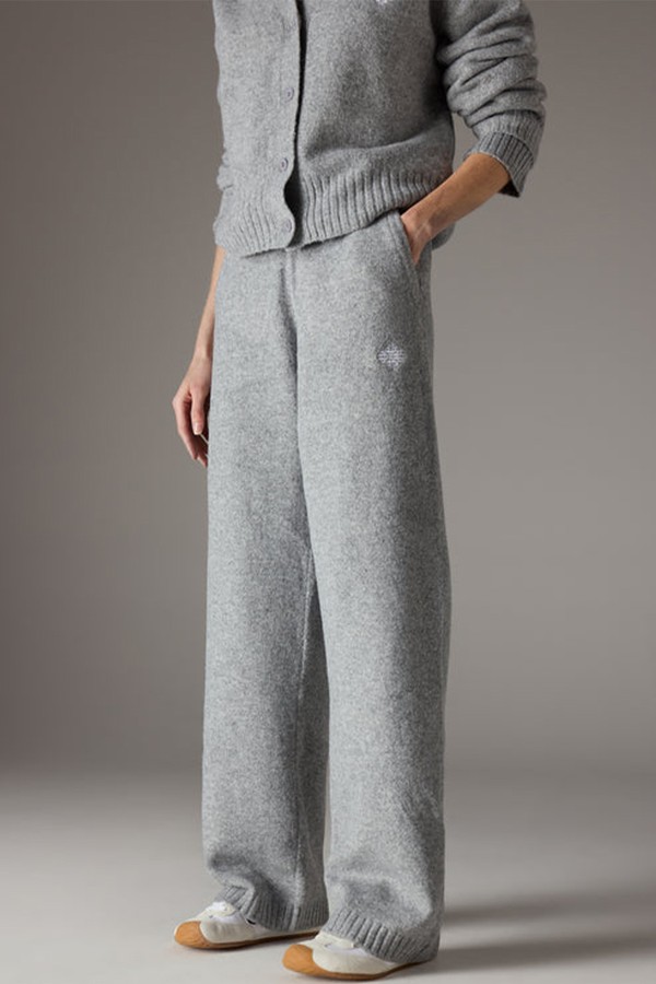 Fluffy Knit Emblem Embroidered Joggers from The Couture Club