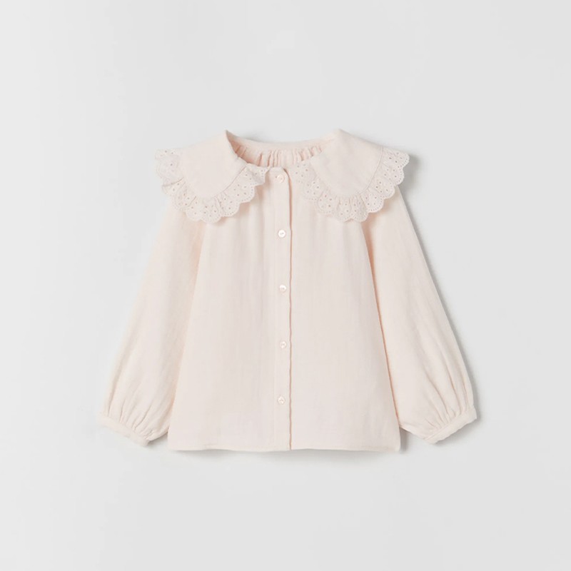 Lace Trimmed Peter Pan Collar Shirt