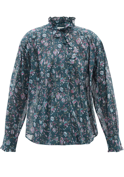 Pamias Long-Sleeve Floral-Print Cotton Blouse