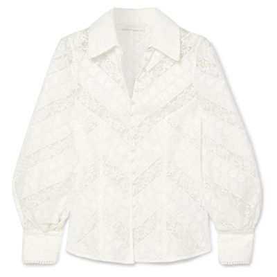 Veneto Lantern Broderie Anglaise And Lace Blouse from Zimmermann