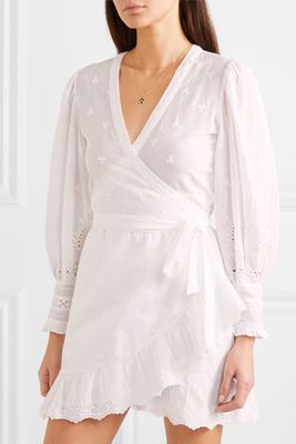 Harriet Ruffled Organic Broderie Anglaise Cotton Wrap Dress from Reformation