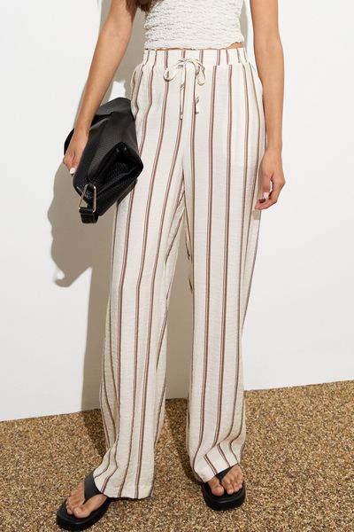  Striped High-Waist Drawstring Trousers