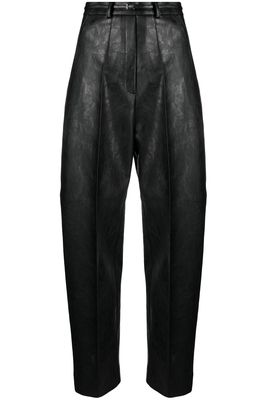 Belted Faux Leather Tapered Trousers