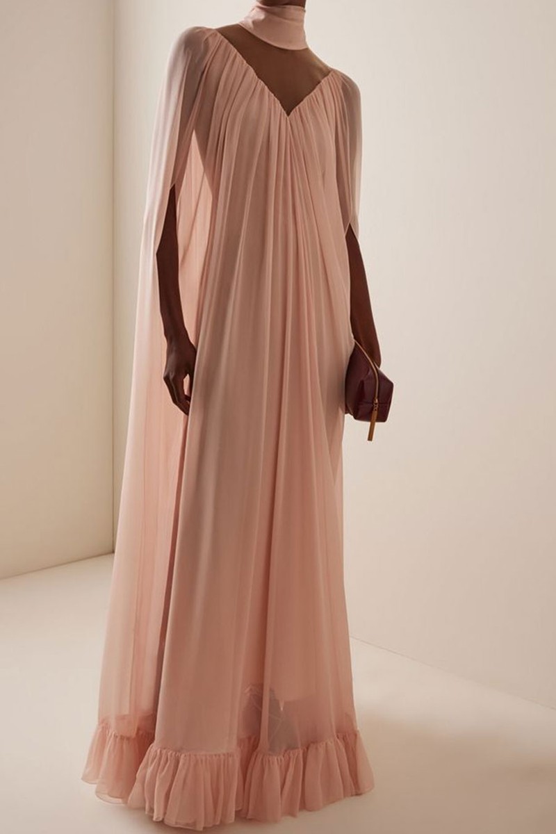 Ruffled Silk-Chiffon Cape Gown from Rodarte
