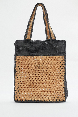 Contrast Woven Tote Bag from Zara