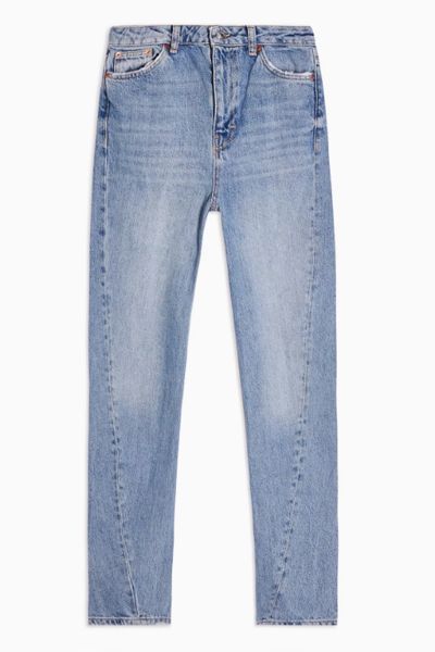 Mid Blue Twist Seam Mom Jeans