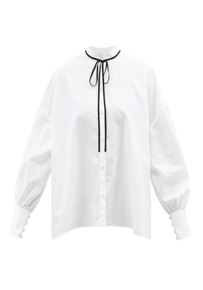 The Poet Pussy-Bow Cotton-Poplin Shirt from Erdem