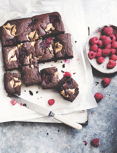 Molten Peanut Butter & Jelly Brownies