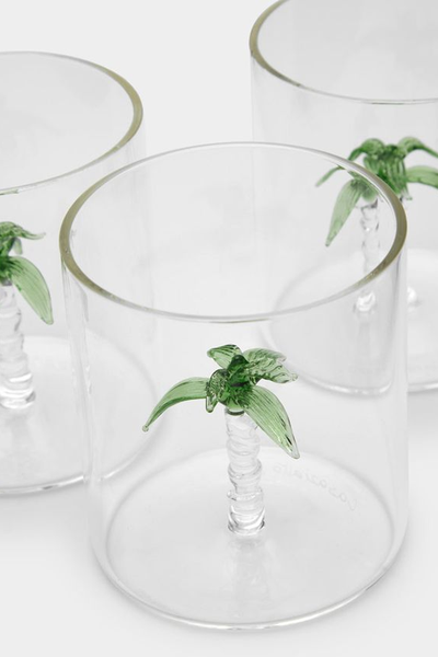 Palm Tree Hand-Blown Murano Glass Tumblers  from Abask