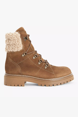 Pierre Suede Gum Sole Lace Up Shearling Hiker Boots from AND/OR