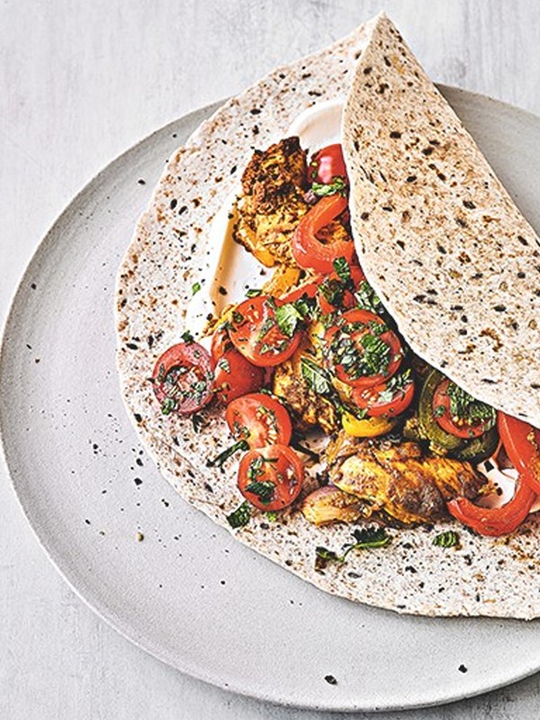 Tikka Chicken Wraps & Tomato Mint Salad