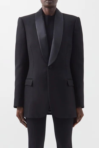 Release 05 Single-Breasted Merino Tuxedo Blazer from Wardrobe.NYC