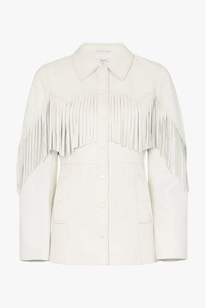 Fringed Textured Leather Jacket from Ganni