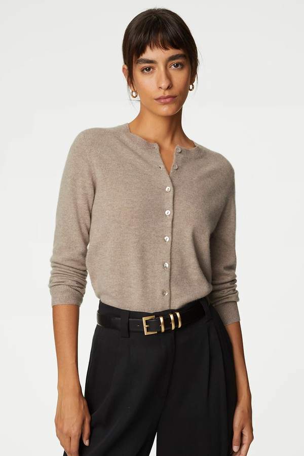 Pure Cashmere Crew Neck Cardigan