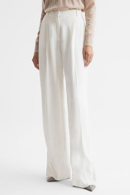Wide Leg Pleat Front Trousers from Reiss