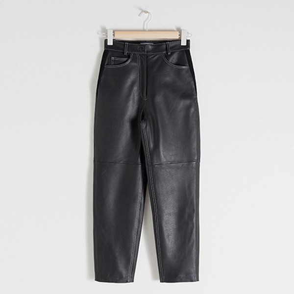 High Waisted Tapered Leather Trousers from & Other Stories