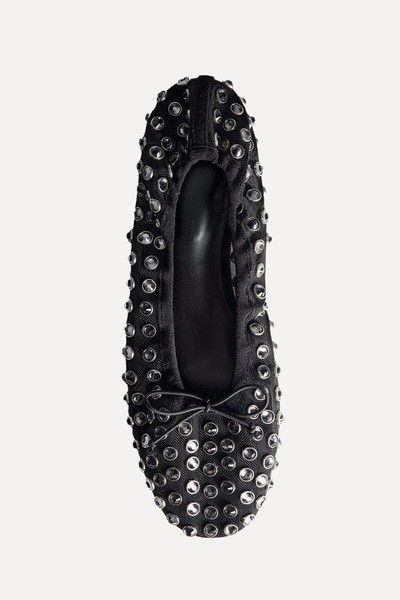 Studded Mesh Ballerina Shoes