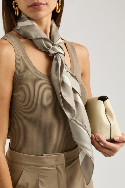 Monogrammed Silk-Twill Scarf from Max Mara