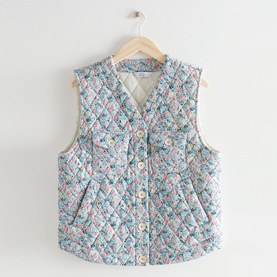 Buttoned Padded Floral Print Vest from & Other Stories 