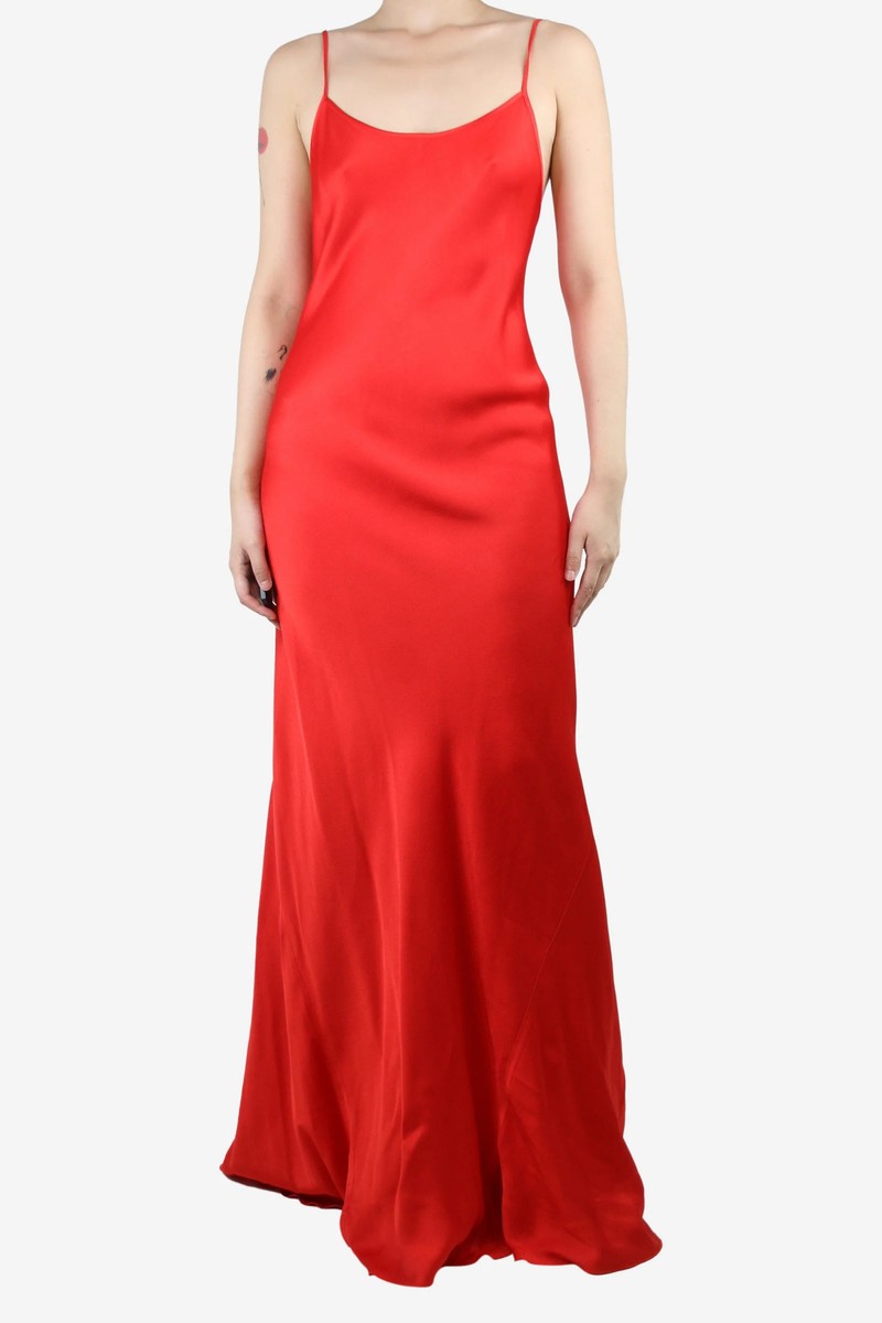 Red Crêpe Satin Open-Back Maxi Dress from Victoria Beckham