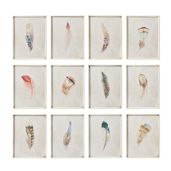 Set Of 12 Feather Prints