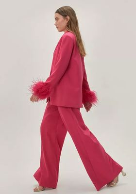 Pleated Wide Leg Belted Suit Trouser 
