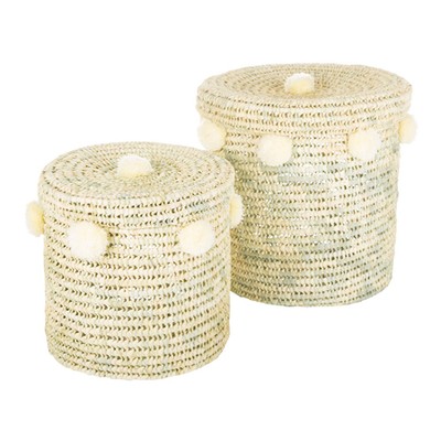 Bahia Pom Pom Baskets With Lid